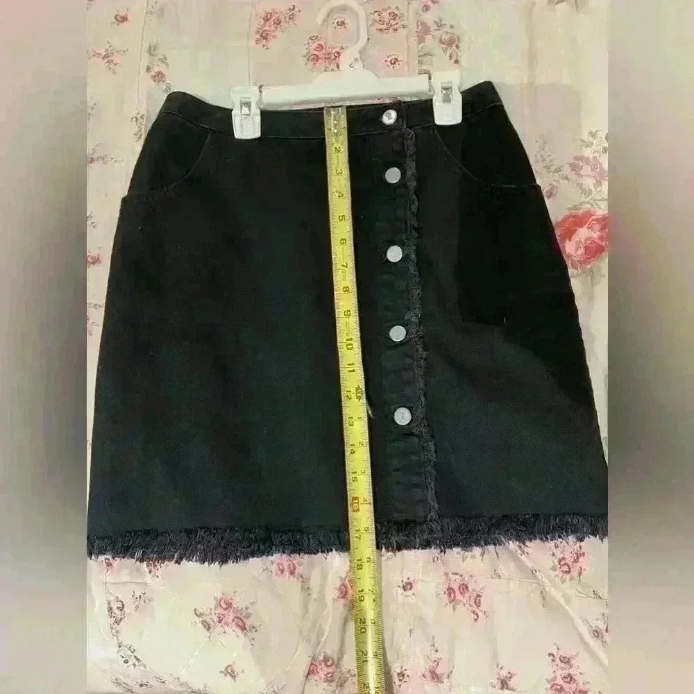 ANTHROPOLOGY Pilcro and the Letterpress Black Full Button Jean Skirt Size 4 - Picture 10 of 12